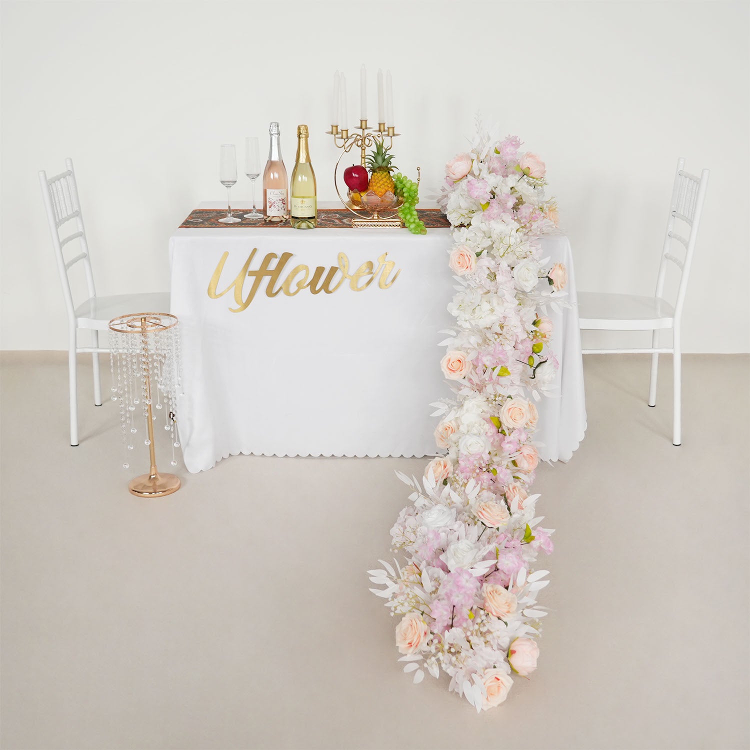 Uflower Artificial Flower Row Sofa Table Runner Floor Flower Arrangement